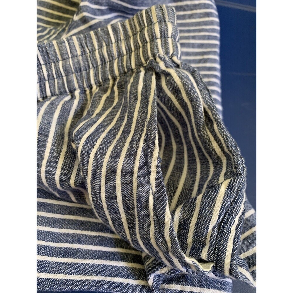 Beach Lunch Lounge Linen Blend Pants Small Pull-On Cropped Striped Blue White - Picture 4 of 8